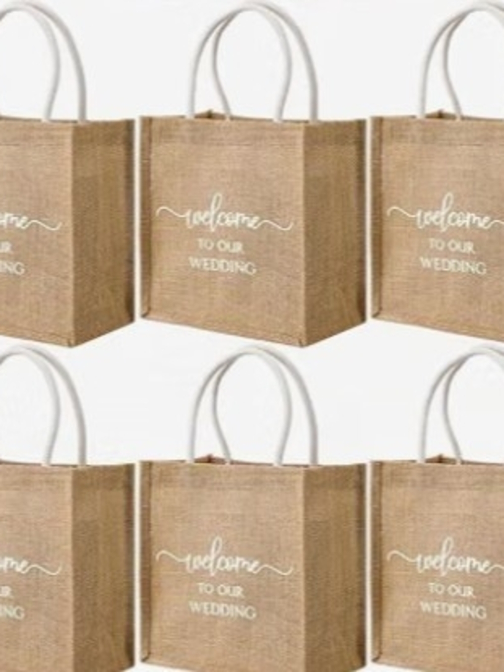 Welcome Burlap Favor Bags - Natural Brown Party Gift Bags